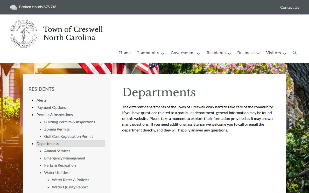 Creswell criminal records and official town departments