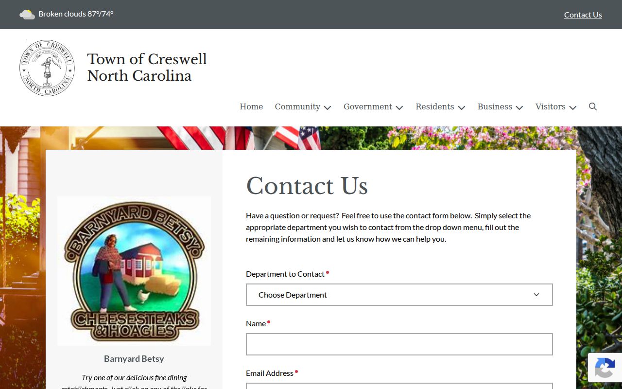 Creswell criminal records and official town contact form