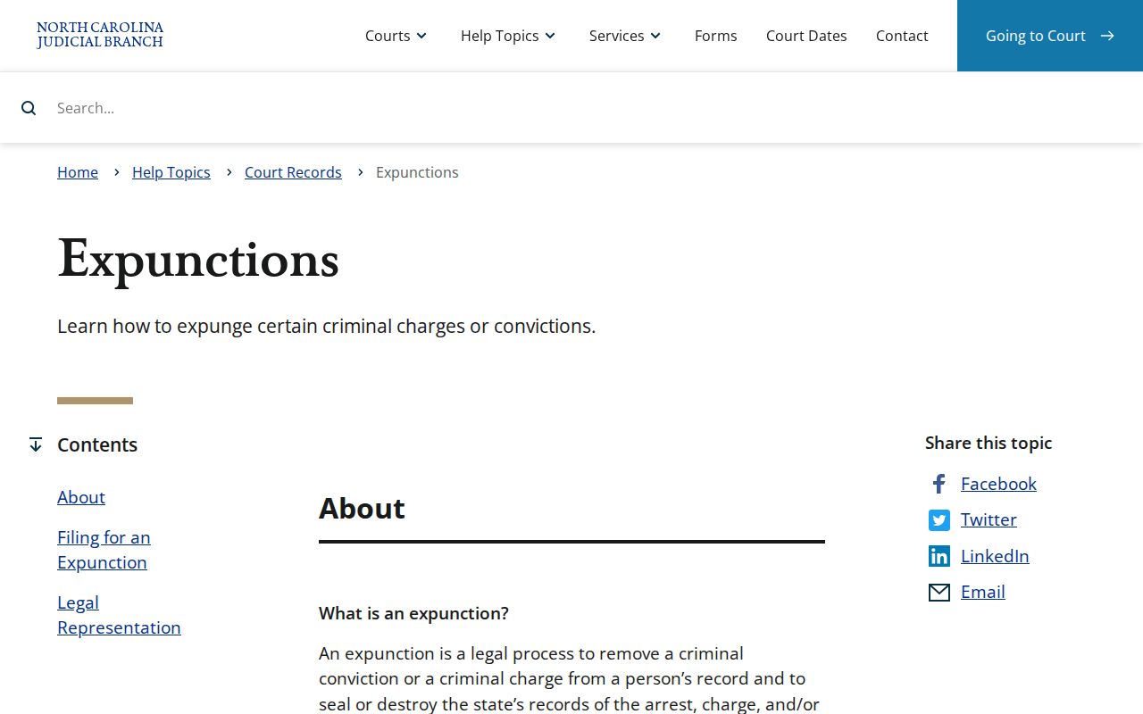 Roper criminal records and North Carolina court expunction information