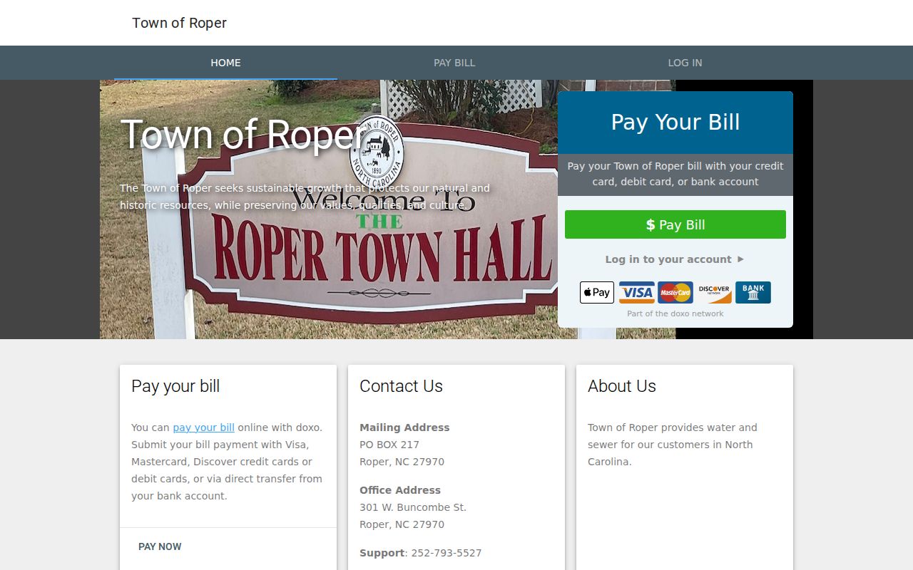 Roper criminal records and official town government page