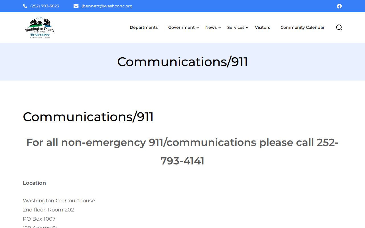 Washington County arrest records communications page