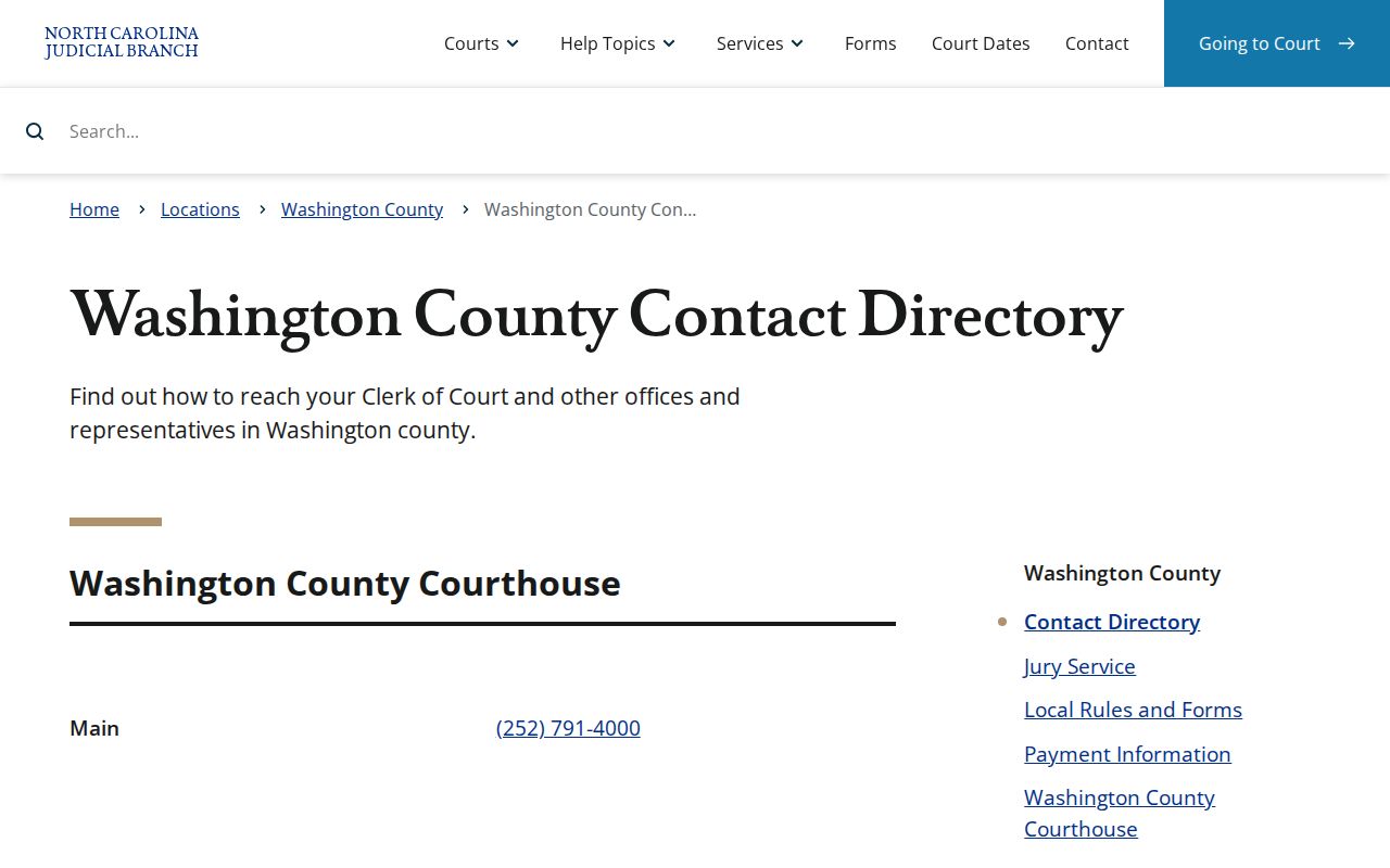 Washington County criminal court contact directory
