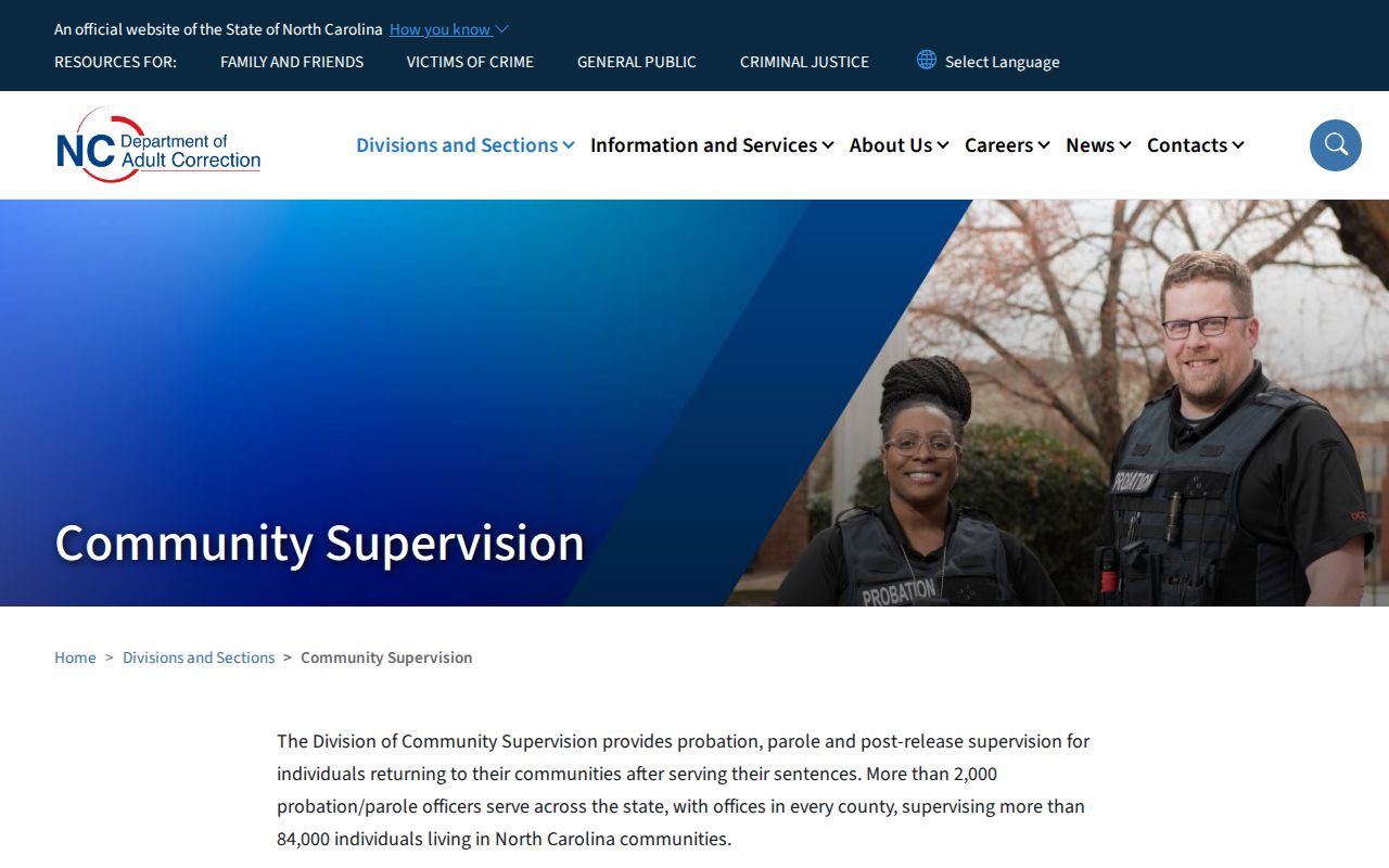 Washington County criminal records NCDAC community supervision