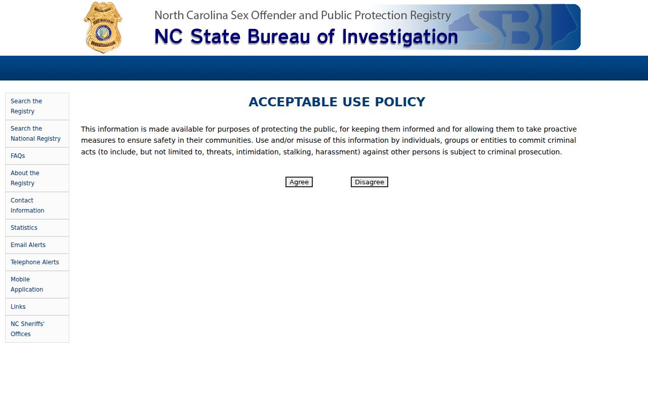 Washington County sex offender search on the North Carolina registry